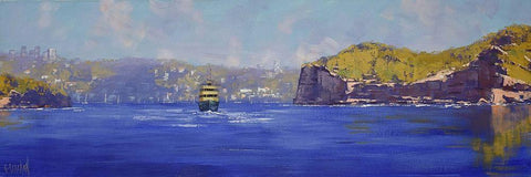 Sydney Ferry White Modern Wood Framed Art Print with Double Matting by Gercken, Graham