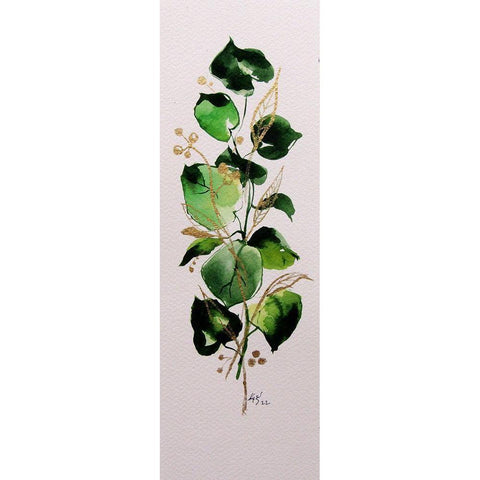 Leaves with Gold Black Modern Wood Framed Art Print with Double Matting by Kovacs, Anna Brigite