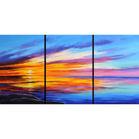Ocean Sunset Black Modern Wood Framed Art Print with Double Matting by Gercken, Graham