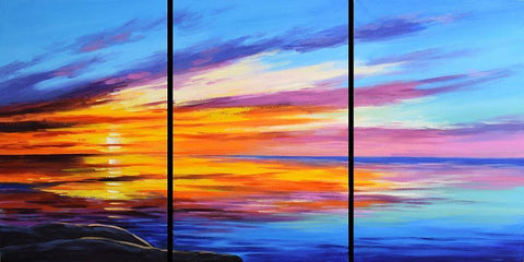 Ocean Sunset Black Ornate Wood Framed Art Print with Double Matting by Gercken, Graham