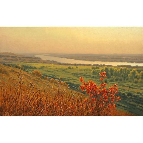 River Volga Gold Ornate Wood Framed Art Print with Double Matting by Adamov, Alexey