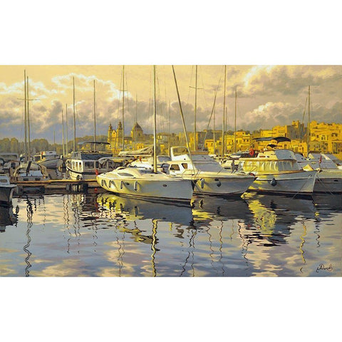 Yacht Marine Gold Ornate Wood Framed Art Print with Double Matting by Adamov, Alexey