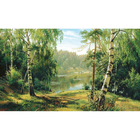 Russian Landscapes I Black Modern Wood Framed Art Print with Double Matting by Priscepa, Igor