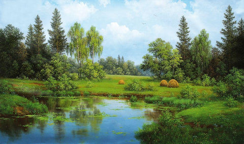 Russian Landscapes I White Modern Wood Framed Art Print with Double Matting by Babicev, Vjaceslav