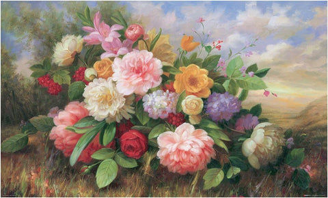 Bouquet of Flowers White Modern Wood Framed Art Print with Double Matting by Guo, Jimmy