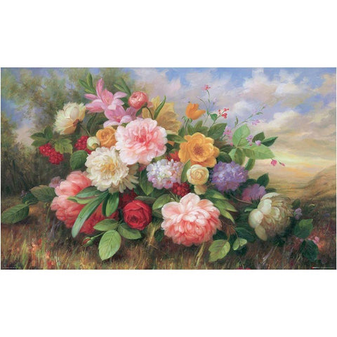 Bouquet of Flowers Black Modern Wood Framed Art Print by Guo, Jimmy