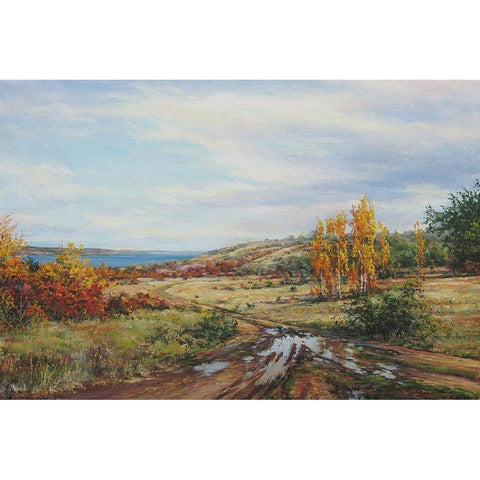 During September Black Modern Wood Framed Art Print by Cernov, Ivan