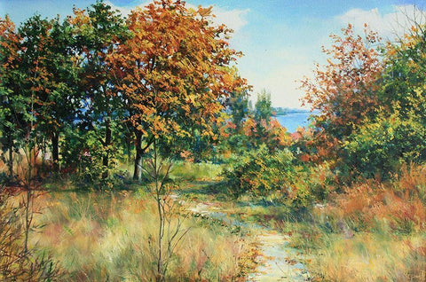 Welcome Autumn White Modern Wood Framed Art Print with Double Matting by Cernov, Ivan