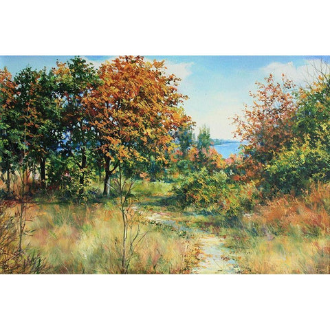 Welcome Autumn Gold Ornate Wood Framed Art Print with Double Matting by Cernov, Ivan