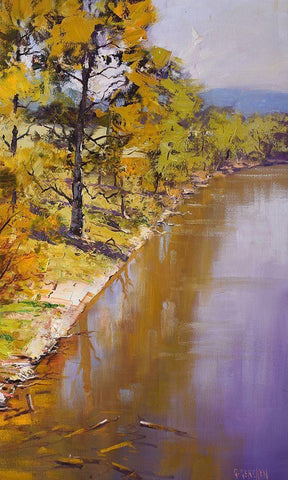 Tumut River Colours White Modern Wood Framed Art Print with Double Matting by Gercken, Graham