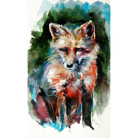 Red Fox White Modern Wood Framed Art Print by Kovacs, Anna Brigite