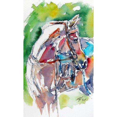 Horse White Modern Wood Framed Art Print by Kovacs, Anna Brigite