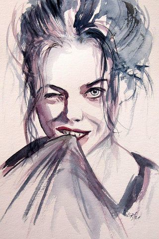 Funny Girl Black Ornate Wood Framed Art Print with Double Matting by Kovacs, Anna Brigite