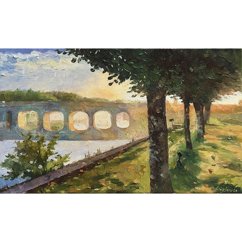 Chamford Bridge Gold Ornate Wood Framed Art Print with Double Matting by Strube, Ling