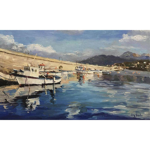 Italian Harbour White Modern Wood Framed Art Print by Strube, Ling