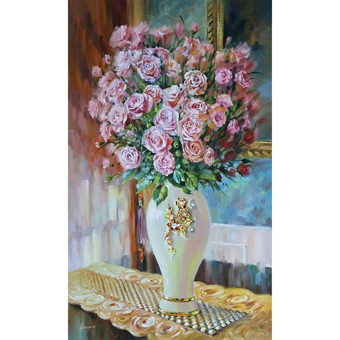 Big bouquet of Roses Gold Ornate Wood Framed Art Print with Double Matting by Rogozina, Svetlana