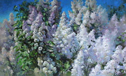 Fragrant White Modern Wood Framed Art Print with Double Matting by Rogozina, Svetlana