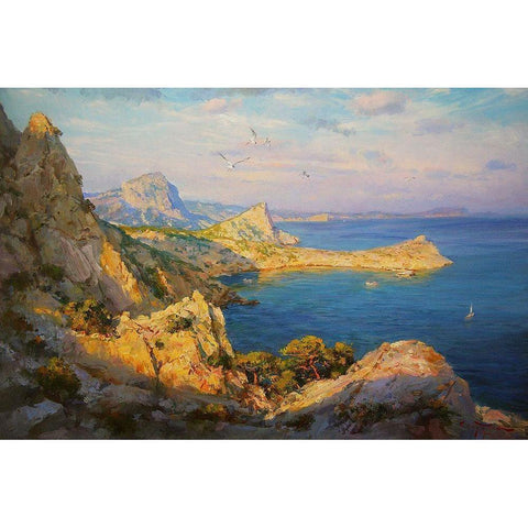 Rocky Coast VIII Black Modern Wood Framed Art Print with Double Matting by Sviridov, Sergei