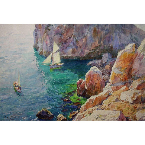 Rocky Coast IX White Modern Wood Framed Art Print by Sviridov, Sergei