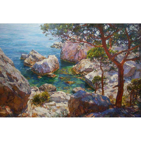 Rocky Coast X Black Modern Wood Framed Art Print by Sviridov, Sergei