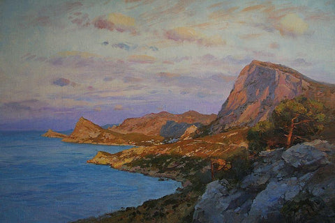 Rocky Coast XII White Modern Wood Framed Art Print with Double Matting by Sviridov, Sergei