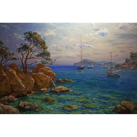 Rocky Coast XIII Gold Ornate Wood Framed Art Print with Double Matting by Sviridov, Sergei