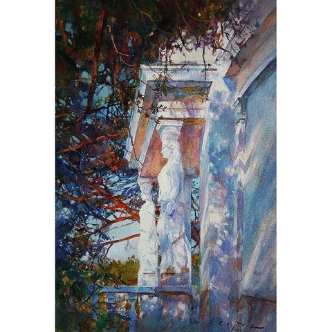 WhiteAntique  Statues White Modern Wood Framed Art Print by Sviridov, Sergei