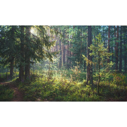 The Secret of the Morning Forest Gold Ornate Wood Framed Art Print with Double Matting by Yushkevich, Viktor