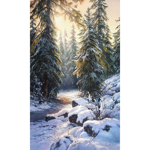 Winter Rays White Modern Wood Framed Art Print by Yushkevich, Viktor