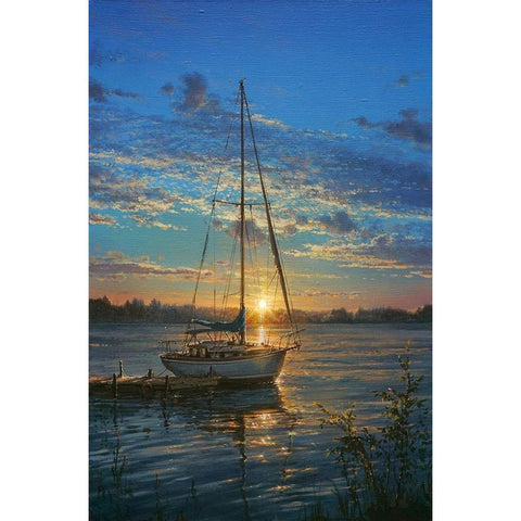 Sunset Black Modern Wood Framed Art Print with Double Matting by Yushkevich, Viktor