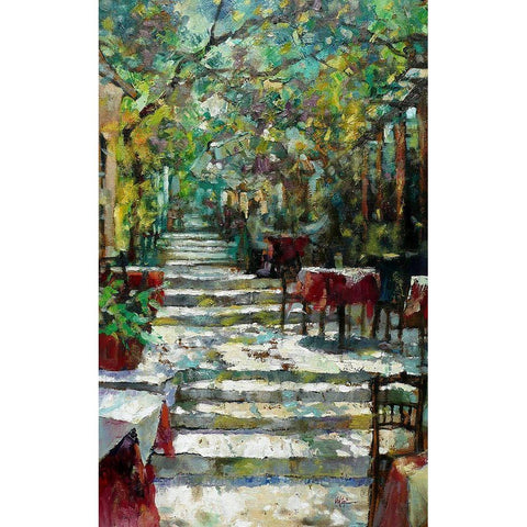 Afternoon Shaddows. Athens, Mnisekleos White Modern Wood Framed Art Print by Zakrynycny, Viktor