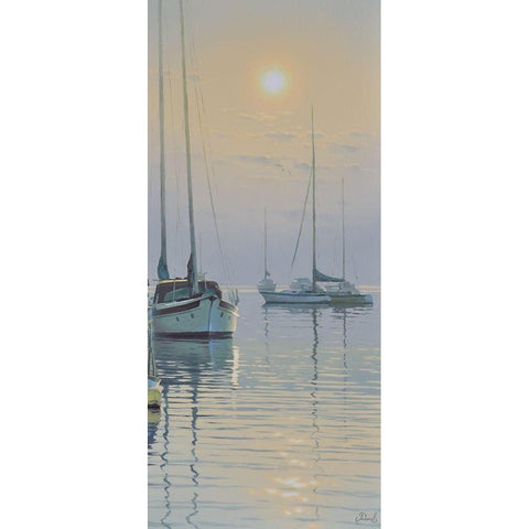 Sleeping Yachts White Modern Wood Framed Art Print by Adamov, Alexey