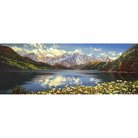 Mountain Landscape White Modern Wood Framed Art Print by Adamov, Alexey