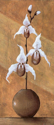 Orchids II White Modern Wood Framed Art Print with Double Matting by Dahlke, Izabella