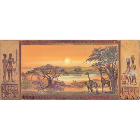 Memories of Africa II Black Modern Wood Framed Art Print with Double Matting by Nyvltova, Dagmar