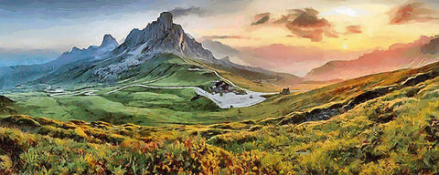 Dolomity Mountains II White Modern Wood Framed Art Print with Double Matting by Medeiros, Celito