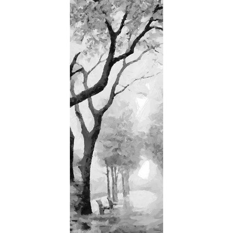 Trees by the Road I BW Black Modern Wood Framed Art Print with Double Matting by Medeiros, Celito