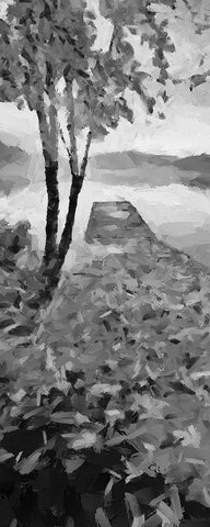 Trees by the Pier on the Lake White Modern Wood Framed Art Print with Double Matting by Medeiros, Celito