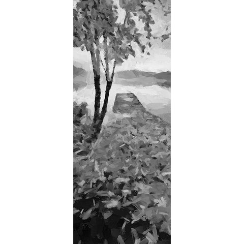 Trees by the Pier on the Lake Black Modern Wood Framed Art Print by Medeiros, Celito