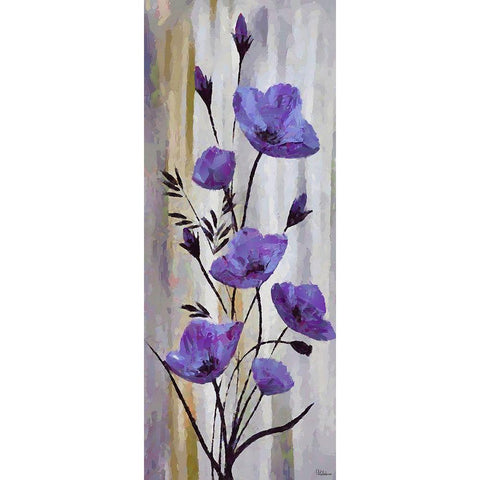 Purple Flowers Black Modern Wood Framed Art Print with Double Matting by Medeiros, Celito