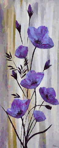 Purple Flowers Black Ornate Wood Framed Art Print with Double Matting by Medeiros, Celito