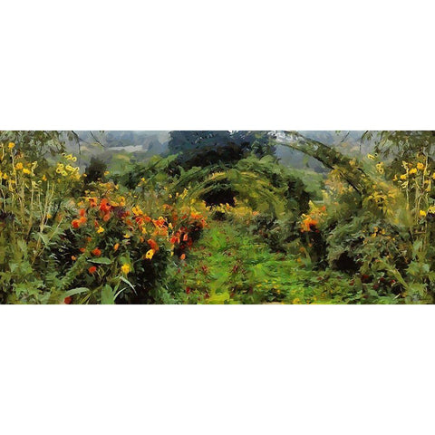 Romantic Garden Gold Ornate Wood Framed Art Print with Double Matting by Medeiros, Celito