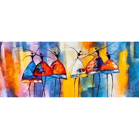 Dancers in Orange Dress V Gold Ornate Wood Framed Art Print with Double Matting by Medeiros, Celito