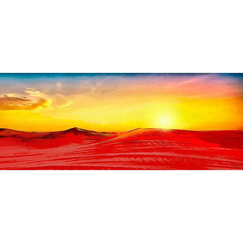 Red Desert Gold Ornate Wood Framed Art Print with Double Matting by Medeiros, Celito