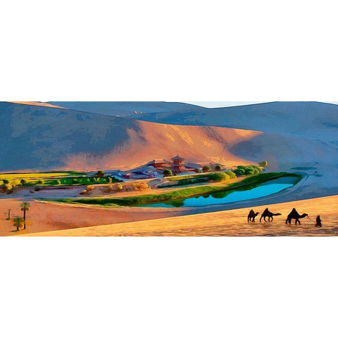 Oasis in Desert Black Modern Wood Framed Art Print by Medeiros, Celito