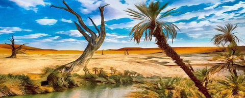 Oasis in Desert II White Modern Wood Framed Art Print with Double Matting by Medeiros, Celito
