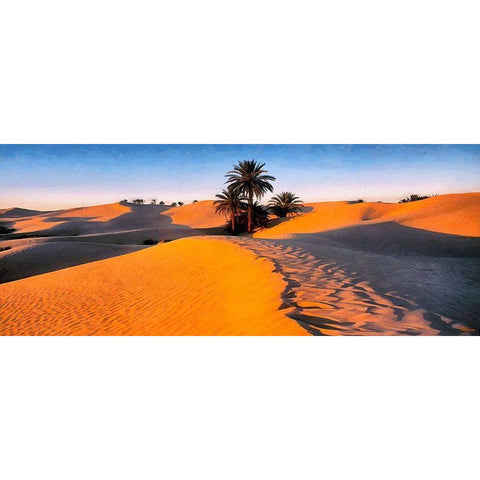 Palms in Desert Black Modern Wood Framed Art Print with Double Matting by Medeiros, Celito