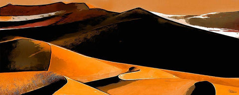 Yellow Dunes in Desert Black Ornate Wood Framed Art Print with Double Matting by Medeiros, Celito