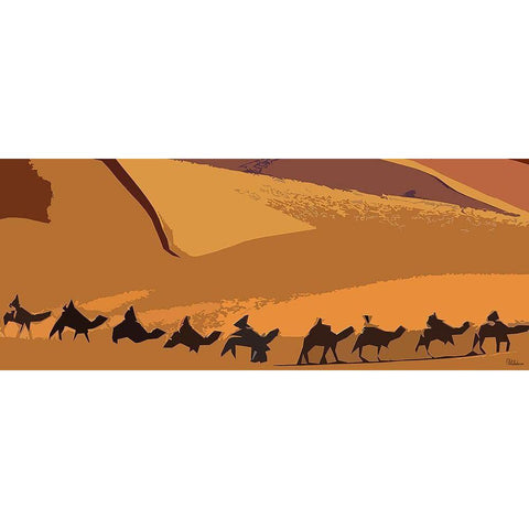 And the Caravn goes on Gold Ornate Wood Framed Art Print with Double Matting by Medeiros, Celito