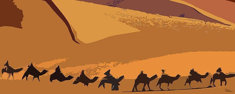 And the Caravn goes on White Modern Wood Framed Art Print with Double Matting by Medeiros, Celito